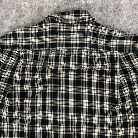Duluth Mens Button Up Shirt XLT Black Cream Plaid Long Sleeve Front Pockets - Picture 6 of 9